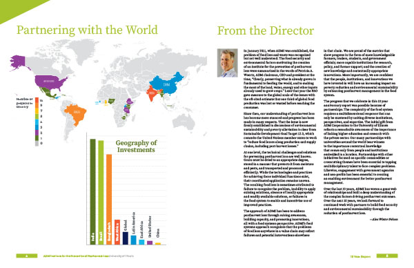 infographic and letter from the director in an annual report