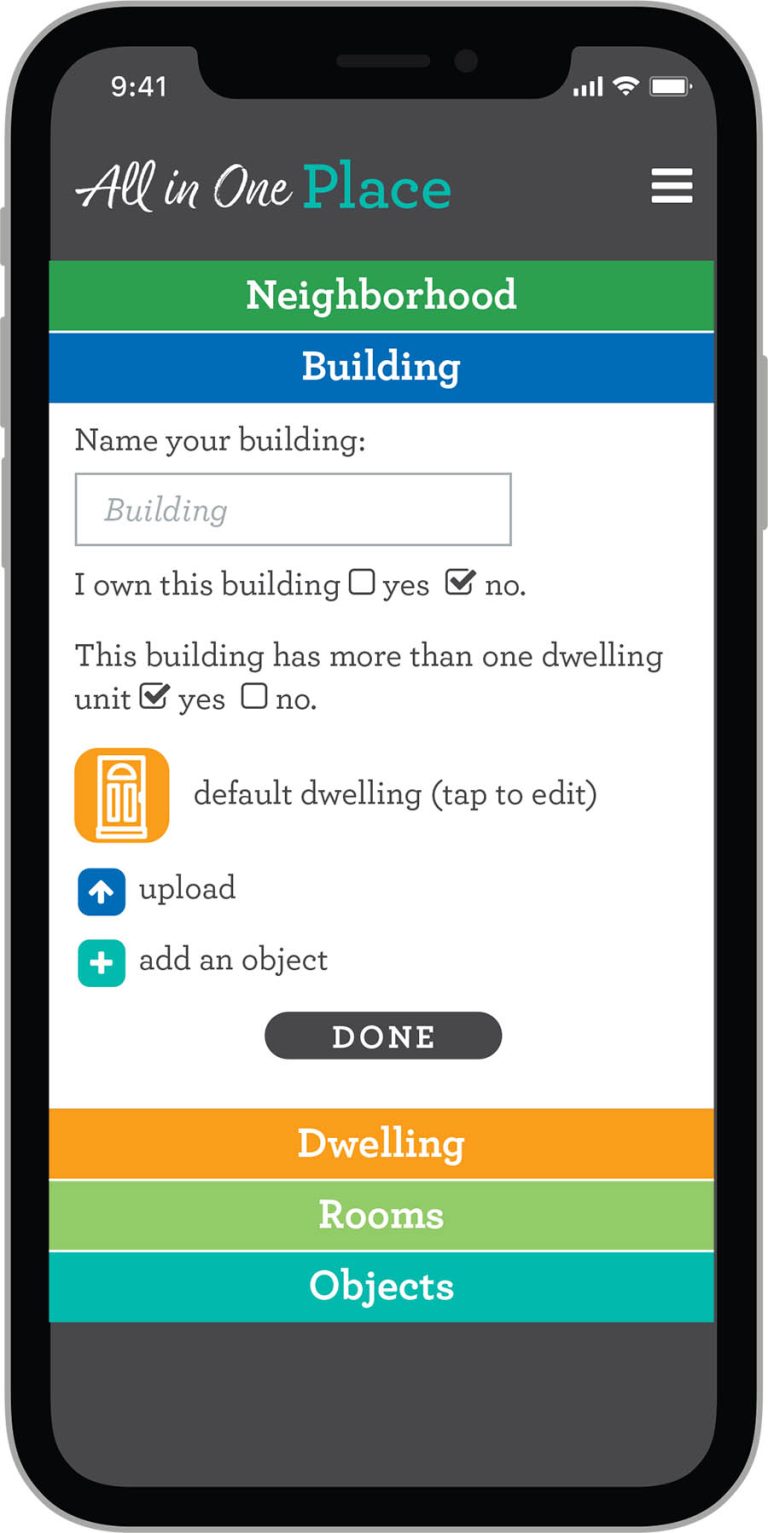 Building screen to enter information about the building