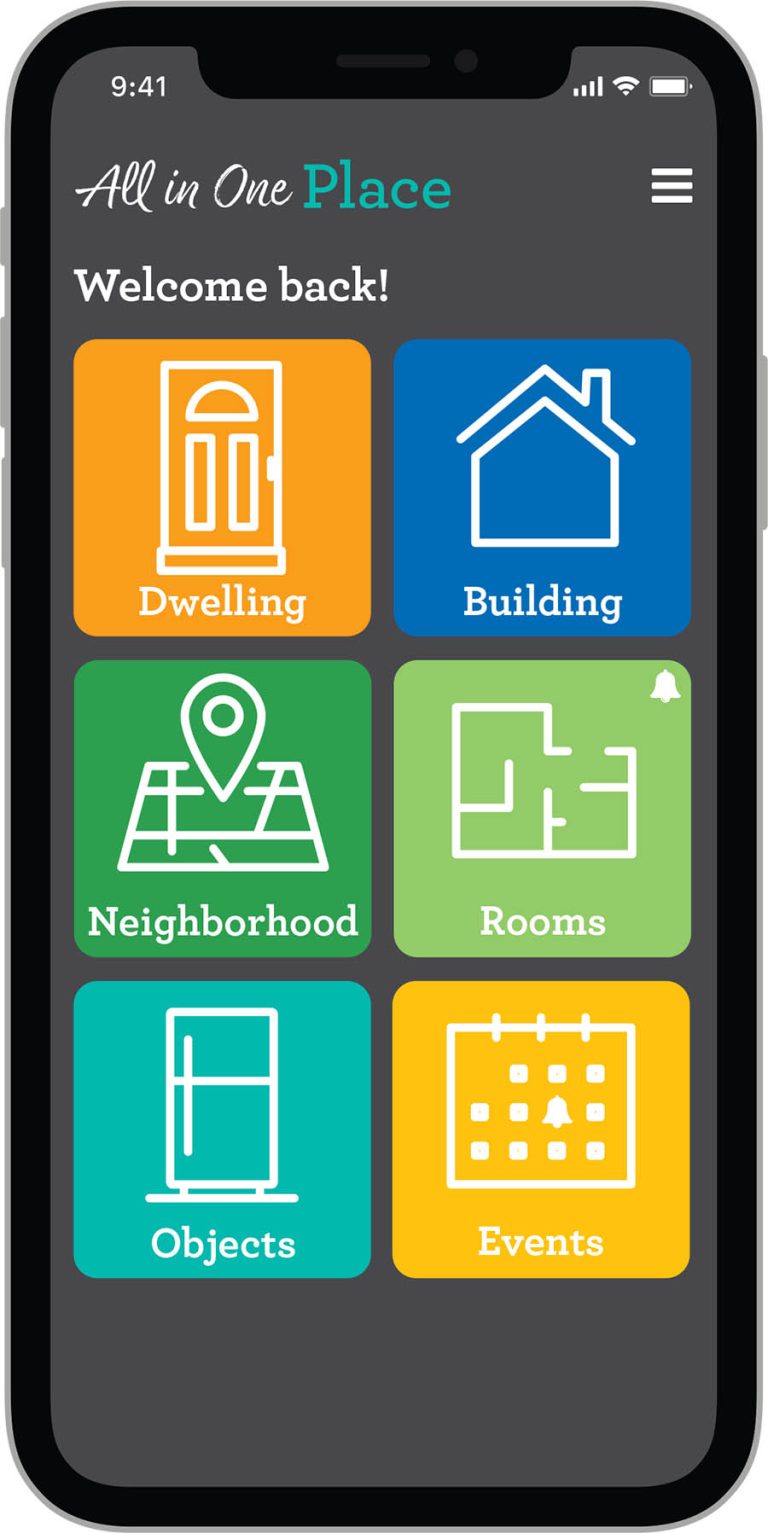 welcome back screen with big icons